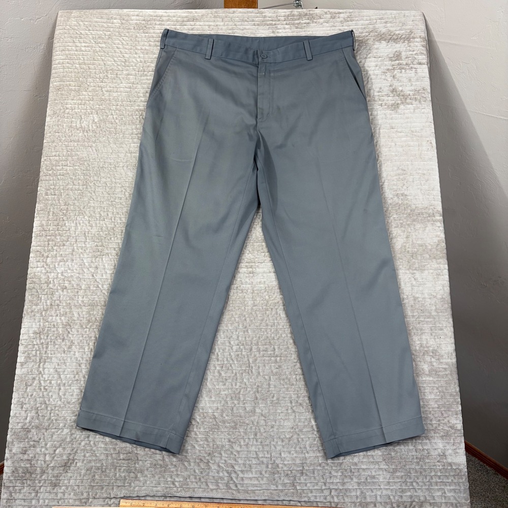 Nike Golf Dri-FIT Grey Flat Front Chino Pants Mens 38x30 Performance Trousers